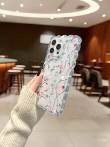 Braided Wave Edge Elegant TPU Floral Painted Shockproof Protective Phone Case Compatible With IPhone 17pro/17Air /17/17promax 16/11/16pro/16plus/16promax/16e/15Promax/13/14/12/XS/XR/7G/8PXR /7/8, Compatible With IPhone 15Promax, 13, 14, Soft TPU Shockproof Painted Case - Multicolor - View 4