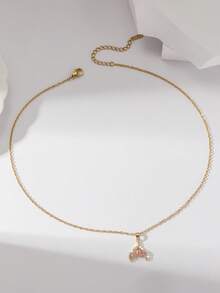 1 chiếc mặt dây chuyền hình đuôi cá đính đá Zirconia nhiều màu sắc, thiết kế thanh lịch và độc đáo, làm từ thép không gỉ, thích hợp cho nữ, đeo hàng ngày, dự lễ hội và đi chơi. - Vàng - Xem 8
