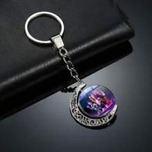 K-POP  Stainless Steel Keychain - Cute Cartoon Moon Design, Durable Iron Alloy Material, Suitable For Holidays And Reward Gifts - Multicolor - View 10
