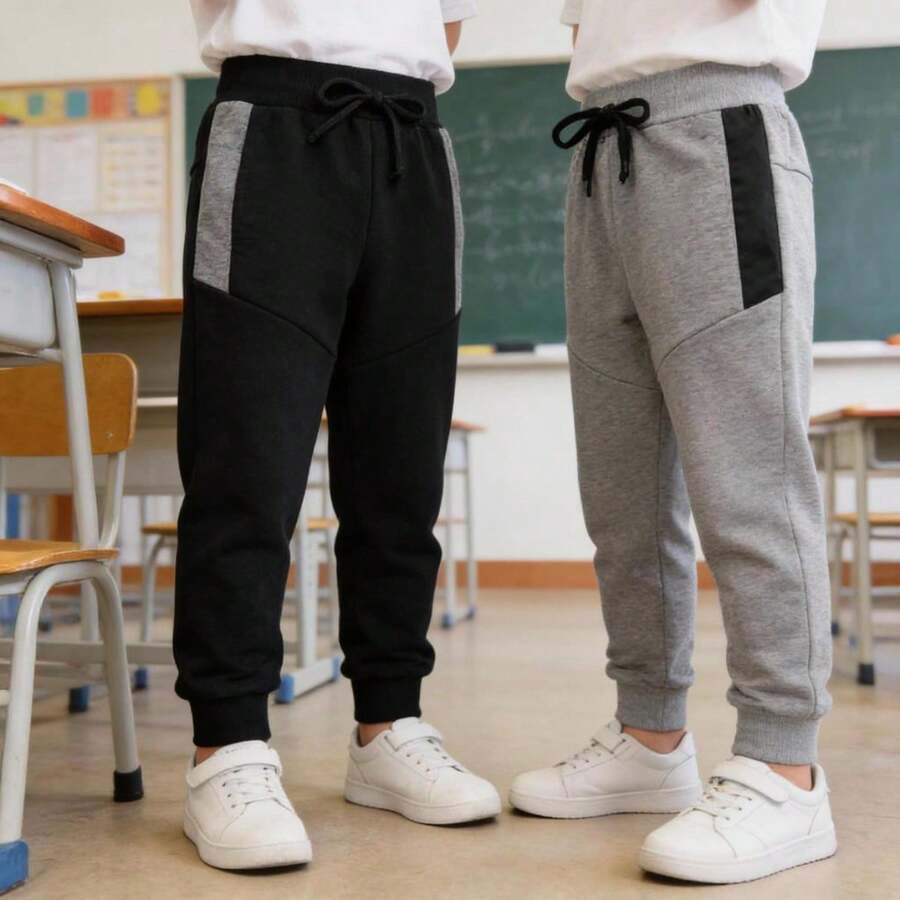 Kit 2 Calça de Moletom Moletinho com Cadarço e Detalhe Quentinha Confortável Estilosa Tamanhos 02 a 12 anos - Sortidos - Visão 1