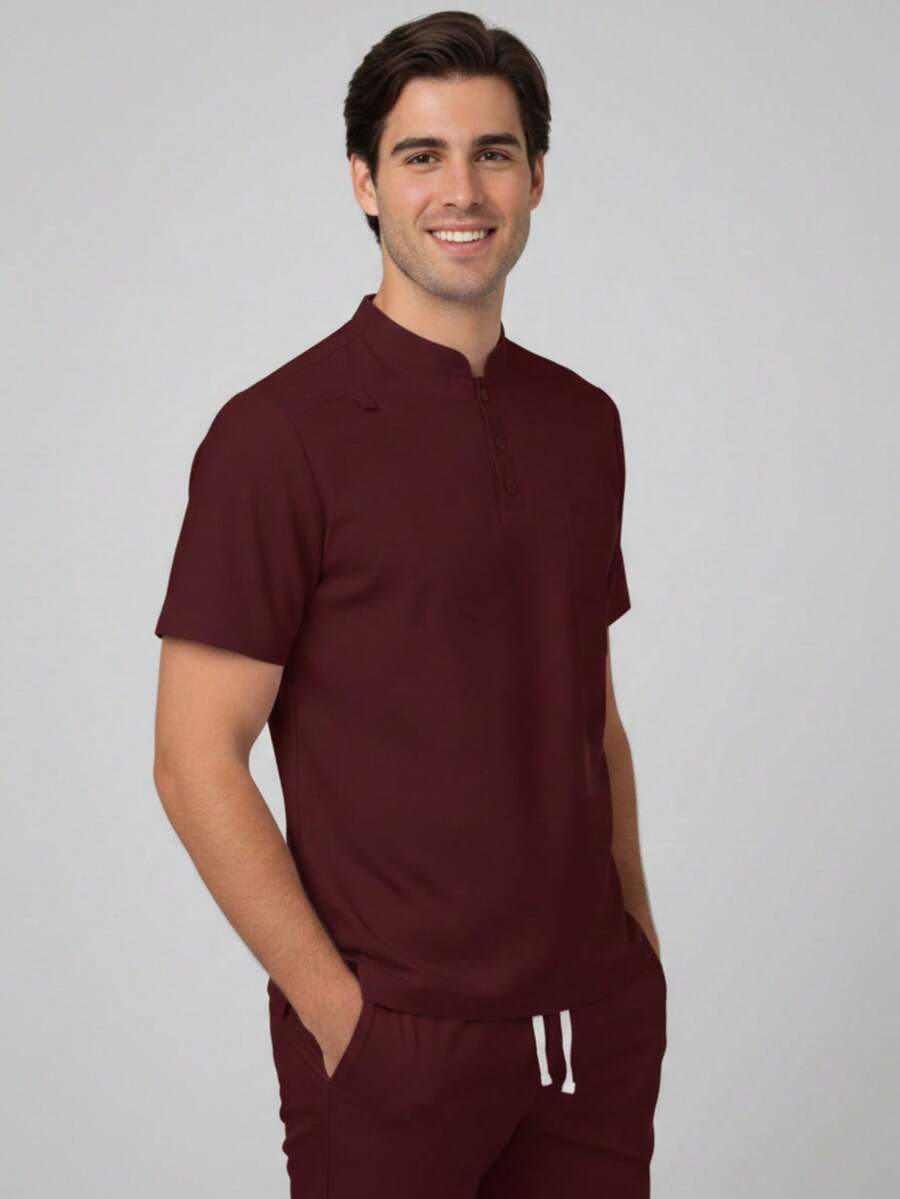 Uniforme Quirúrgico OSLER  Verano    Regular    Botón delantero  Bolsillo - Burdeos - Ver 1