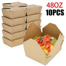 50/30/10个装 48盎司外卖盒，牛皮纸一次性午餐盒，食品容器，可微波炉加热，防漏防油，适用于餐厅、餐饮服务、野餐和派对 - 彩色 - 查看 11