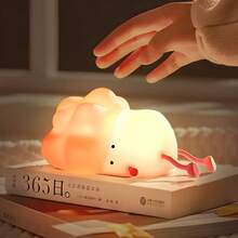 Luminária de Repolho Silicone Mesa Lâmpada Noturna Abajur Fofo Sensor Toque Touch Led Repolho - Rosa chiclete - Visão 2