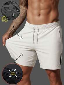 Men's Dry Fit Bermuda Shorts With Elastane - Stretchy Bermuda Shorts With Quick-Drying Fabric - Ideal For Gym, Running, And Diving. - Đen và Trắng - Xem 2