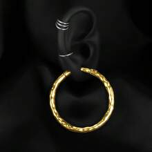 1pc 5mm 4g Stainless Steel Round Hoop Earrings, Fashion Textured Ear Plugs Ear Stretchers Body Piercing Jewelry New - Round-3 - View 17