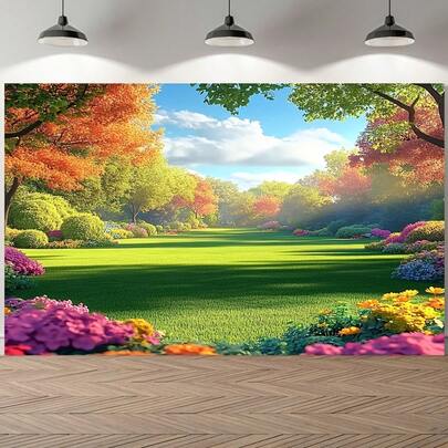 1 Large Artificial Lawn Background Cloth _ Realistic Green Football Field, With White Brick Wall, Polyester Material, Very Suitable For Birthday Party Sports Event Studio Props, (Multiple Sizes Available) Various Styles To Choose From.