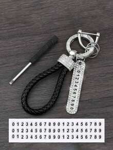 1pc Braided Rope Rhinestone Keychain, Finger Ring Lanyard, Car Key Chain Holder - Diamond-studded Weave - View 6