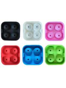 四格冰球模具，四格冰块托盘，带盖威士忌冰模，可重复使用硅胶冰块托盘，创意速冻冰块模具 - 彩色 - 查看 9