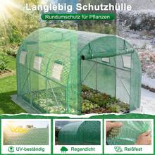 LILIIN Szklarnia foliowa 3 x 2/4/6/8 x 2 m, pomidorownia z ocynkowaną ramą stalową, szklarnia foliowa z oknami i drzwiami zamykanymi na zamek, szklarnia ogrodowa do warzyw i roślin, zielona - 3x4m - Zobacz 5