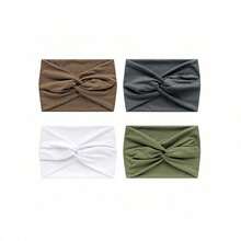4pcs/Set New Style Wide Solid Color Headbands For Women, Crossed Knot Design, Suitable For Sports, Yoga, And Fashion Girls' Headwraps Casual,Gym Hair Band Turban Headband Sweatband, School Stuff, College Fall Winter Hair Accessories For Women For Vacation Outfits Woman Elegant Scarf Women Bandanas S - Multicolor - View 14