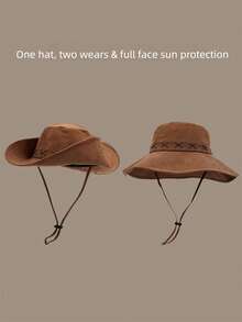 Retro Western Cowboyhut, geeignet für Frauen, Outdoor-Wandern, Reisen, Sonnenschutz, auch als Herrenfischerhut - Verschiedenfarbig - Übersicht 2