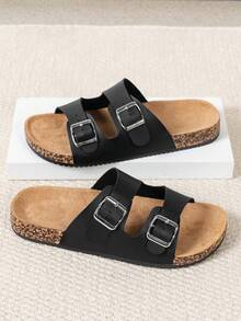 Men's Comfortable Retro Open Toe Slippers - Breathable, Non-Slip, Durable PVC Sole, Adjustable Double Buckle Design, Comfortable Men's Walking Shoes - Suitable For Indoor And Outdoor Use - Black - View 6