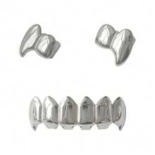 一套男女通用的吸血鬼獠牙牙套，嘻哈风格牙齿饰品，适合派对、节日和日常佩戴 - 彩色 - 查看 9