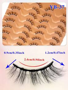 ENCHUW 16 Pairs Half Lashes Natural Look Cat Eye Lashes Wispy Curling False Eyelashes Faux Mink Lashes Fake Eyelashes For Daily Wear - Black - View 2