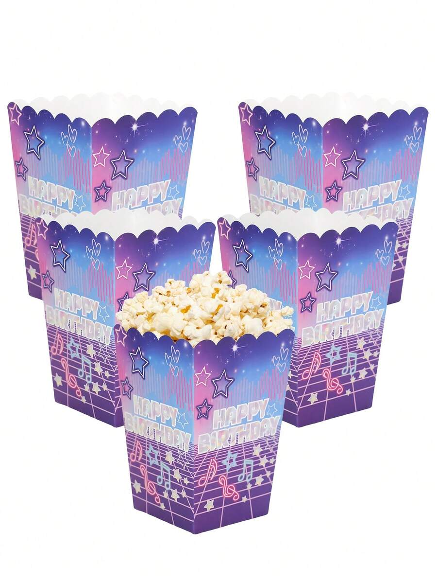 20 pezzi/40 pezzi/60 pezzi Contenitori per popcorn a tema K-pop con stelle, in colori rosa, blu e viola, secchi e ciotole per popcorn, perfetti per serate cinematografiche, compleanni, feste e carnevali - Multicolore - Visualizzare 1