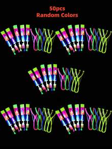 50pcs Cool Glowing Arrow Rocket Helicopter Flying LED Light Party Fun Gift Rubber Band Launcher, Party Atmosphere Supplies - Multicolor - View 11