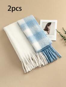 1pc Women's New Solid Color Fluffy Tassel Scarf, Warm And Comfortable Large Shawl, Simple And Versatile For Daily Wear - Multicolor - View 31