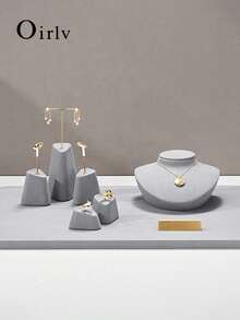 Oirlv 1 PC High-End Jewelry Display Fixtures Ring, Earring, And Necklace Display Cabinets Jewelry Display Stands - Grey - View 6