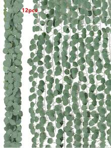 1pc/12pcs Artificial Eucalyptus Wreath, Fake Eucalyptus Leaves Garland Decor, Suitable For Wedding Backdrop, Fireplace Arch, Door Wall, Room Decoration, Simulated Vertical Vines - Green - View 15