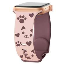 Cat Carved Watch Band, Compatible With Apple Watch Women 38mm 40mm 41mm 42mm 44mm 45mm 49mm, Cute Cat Sports Strap Fits Series 9 Ultra 2 8 SE 7 6 5 4 3/S10 - Multicolor - View 4