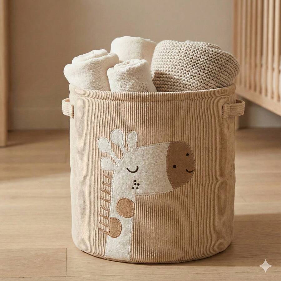 1pc Cartoon Pattern Diaper Paper Diaper Basket, Large Capacity Laundry Basket, Diaper Paper Diaper Storage Basket - Multicolor - View 1