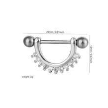 1pc Minimalist Fashion Women's U-Shaped Zirconia Stud Earring - Gold - View 2