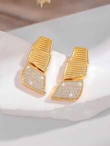 1 Pair Exaggerated Geometric Trapezoid, Parallelogram, Triangle Pattern Stud Earrings, Suitable For Women/Girls Daily Wear, Party, Dance - Multicolor - View 6