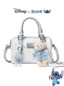 Official Authorized Stitch Collaboration Charm & Stitch Printed Boston Bag - Cartoon Printed Shoulder Bag, Casual Fashionable Handbag, Birthday Gift - Multicolor - View 13