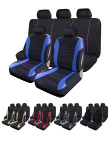 Funda para asiento de coche de tela de poliéster transpirable, ajuste universal para la mayoría de coches, SUV y camionetas - Conjunto completo - Ver 2