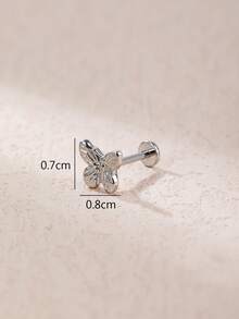 1pc Elegant Titanium Steel Butterfly Stud Earrings, Suitable For Women's Daily Wear - Butterfly - View 6