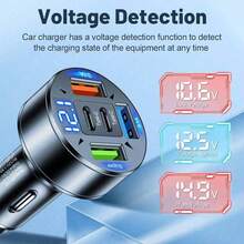 100W 3USB 2Type-C Car Charger Fast Charging PD QC3.0 USB C Car Phone Charger Type C Adapter In Car Compatible With Iphone - Black - View 3