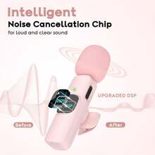 60mAh Battery Wireless Lavalier Microphone, Noise Cancelling, For Live Streaming, Karaoke, Pink - Pink - View 9