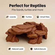 Cueva de roca negra imitada impresa en 3D, de uso dual para acuario y terrario de reptiles, refugio de múltiples espacios para peces, camarones, geckos, lagartos, decoración de estilo paisajístico natural, material impreso en 3D - A - Ver 2