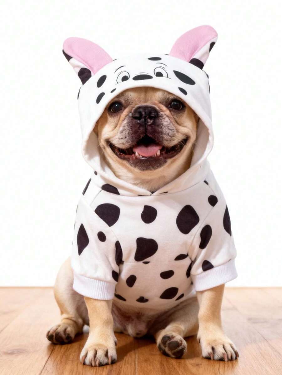 LUCKIE LABO 1 件达尔马提亚狗造型连帽运动衫服装适合狗和猫 - 黑與白 - 查看 1