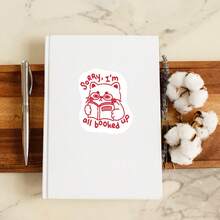 1 pieza Pegatina "He terminado todos mis libros" | Pegatina para amantes de los libros, gato de lectura, pegatina Kindle, pegatina de gato linda, pegatina de ratón de biblioteca, pegatina exclusiva de ratón de biblioteca - Multicolor - Ver 3