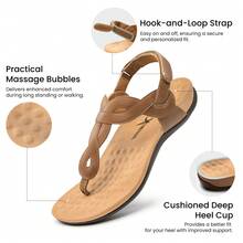 Athlefit Women's Orthopedic Arch Support Sandals - Comfortable Thong T-Strap Orthotic Casual Flat Sandals For Women - Solbränna - Visa 2