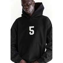 SP5DER Men/Women Hoodies Graffiti Number 5 Print Hoodie Unisex ,Y2k Streetwear Oversized Hooded Pullover Pocket Sweatshirt - 黑色 - 查看 6