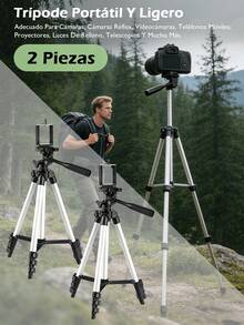 Trípode portátil multifuncional  + soporte para teléfono + bolso de transporte, adecuado para cámara/teléfono inteligente/GoPro - 2 piezas - Ver 13