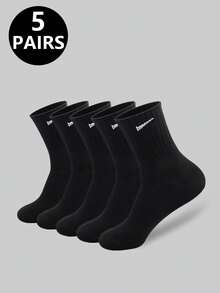 1双/5双/6双装 女士休闲长袜，简约舒适，日常穿着，男女通用中筒袜，秋季款 - 彩色 - 查看 4