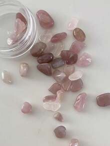 1 caja de piedras de cristal rosa natural para decoración de uñas, piedras pequeñas completamente redondeadas y pulidas, diseño minimalista 3D, materiales únicos para decoración de uñas, suministros de arte de uñas, Y2K, adecuado para uso en el hogar y salón - Multicolor - Ver 2