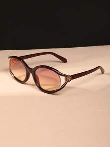 Ochelari de soare ovali din metal, la modă și versatili, stil stradal, design retro pentru femei, ochelari de soare Cat Eye de înaltă calitate pentru bărbați și femei, potriviți pentru zi cu zi, petrecere, plajă și vacanță - Multicolor - Vizualizare 16