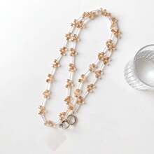 1pc Water Drop Crystal Beaded Phone Lanyard Strap, Transparent Bead Chain Fashionable Lightweight Phone Charm Detachable For Bag, Includes Transparent Clip - Multicolor - View 4