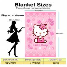 SANRIO Chăn nỉ mềm mại với họa tiết hoa Hello Kitty dễ thương, nền màu hồng, hình Hello Kitty ở trung tâm đội vòng hoa, bao quanh là bướm và hoa, mang lại sự ấm áp và mềm mại, thích hợp cho ghế sofa, giấc ngủ trưa, trang trí giường ngủ. - Nhiều màu - Xem 15