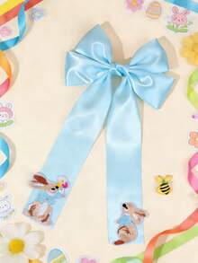 1 Stück Osterhasen Haarbögen für Mädchen, große Haarclips mit Hasenbestickung, süße Seidenhaarklemmen im Stil für Festivals, Partys, Urlaubsoutfits, Teenager Haaraccessoires - Verschiedenfarbig - Übersicht 5