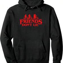 Stranger Thin.Gs Group Shot Red Friends Don't Lie Pullover Hoodie - Black - View 1