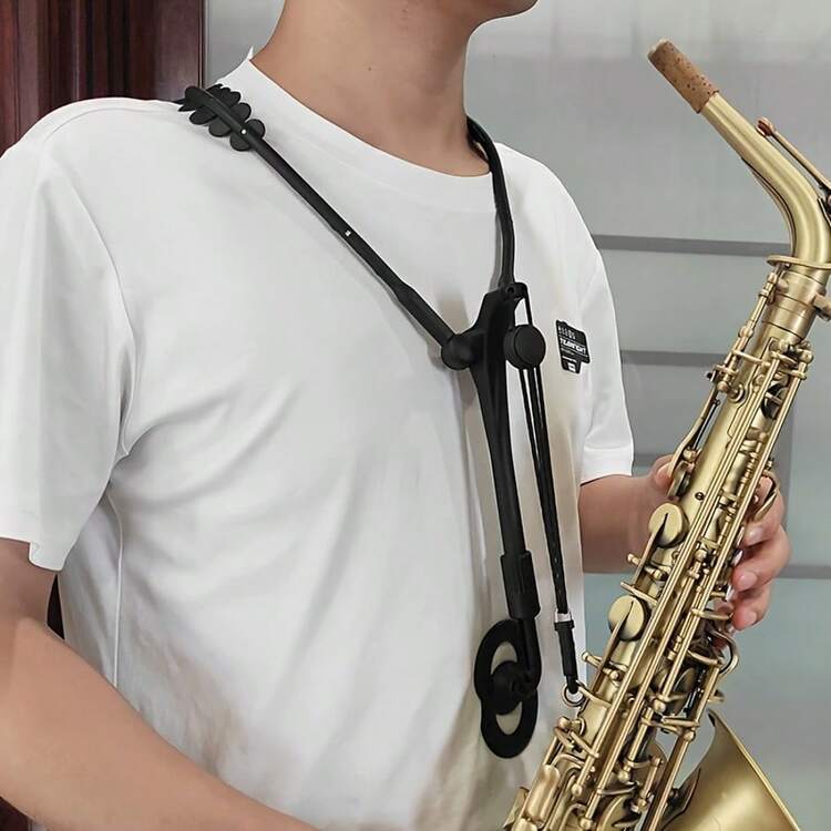 1pc Ergonomic Saxophone Neck Strap With 3 Point Support, Non-Slip Shoulder Pad, Adjustable, Comfortable Fit For Middle And High Range Players - Black - View 5