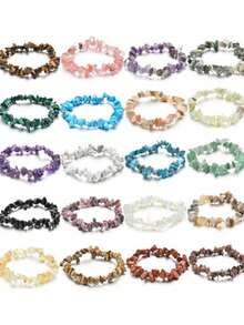 1/5/10pcs Random Fashion Yoga Energy Semi-Precious Stone Bracelet, 8mm Natural Quartz Elastic Bracelet, Unisex Friendship Jewelry Gift - Multicolor - View 4