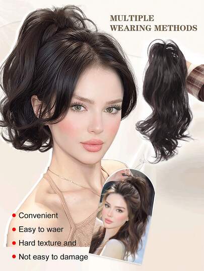 Tóc giả đuôi ngựa uốn lượn thanh lịch dành cho nữ, dài 14 inch, chất liệu tổng hợp, kiểu dáng cao cấp, phụ kiện tóc tự nhiên đa năng, phù hợp sử dụng hàng ngày.