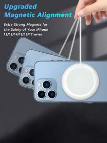 USB-C 15W 磁吸无线充电器，兼容苹果手机 12/13/14/15/16/17 系列；磁吸无线充电器；磁吸无线充电板，兼容苹果手机 17/16/15/14/13/12/11 Pro Max；迷你桌面充电器；USB-A PD 磁吸快充站 - 白色 - 查看 9