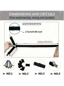 1个可调节弹性12夹床单固定带，防滑带，用于固定毯子和被罩 - A - 查看 3